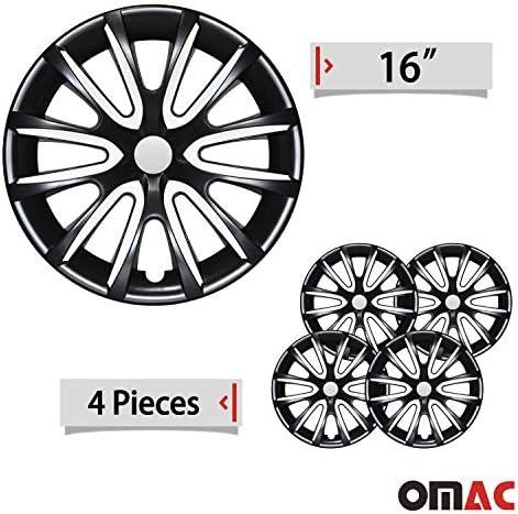 Capas cubos OMAC de 16 polegadas para ODGE Durango preto e branco 4 PCs. Tampa das jantes da roda - tampas