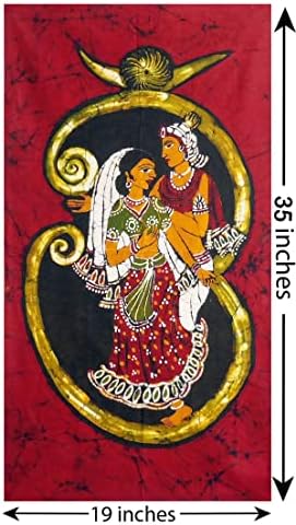 DollSofindia Radha Krishna em OM - 35 x 19 polegadas - Pintura Multicolor Batik no Pano - Sem moldado
