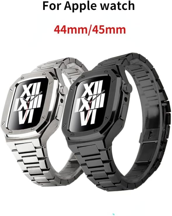 MAALYA METAL SMART Relógio Strap para Apple Watch Relógio 45mm Aço inoxidável Pulseira de tendência