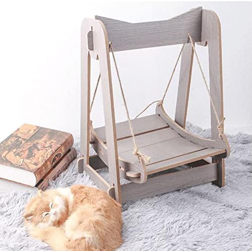 Ｋｌｋｃｍｓ Pet de madeira pendurada balanço estábulo de quadro estável Atividade Toy Beds Sleeping Furniture