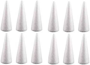 PretyZoom Foam Shapes 12pcs Cone de espuma artesanal Cones brancos para artesanato DIY Craftas