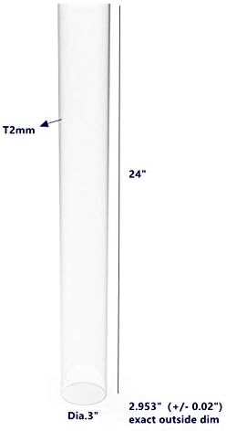 FixtUledIsplays® Tubo de acrílico claro 3 diâmetro x 24 de comprimento, 5/64 parede 15140-24 -1pk-npf