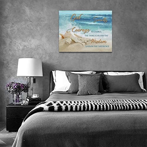 Serenity Oração da parede Arte oceano Oceano costeiro praia conchas cristãs decoração de parede citações