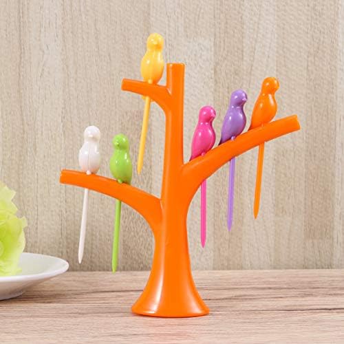18pcs em forma e palito de dente ferramenta laranja pássaro plástico forker decoração de frutas para casa em árvore