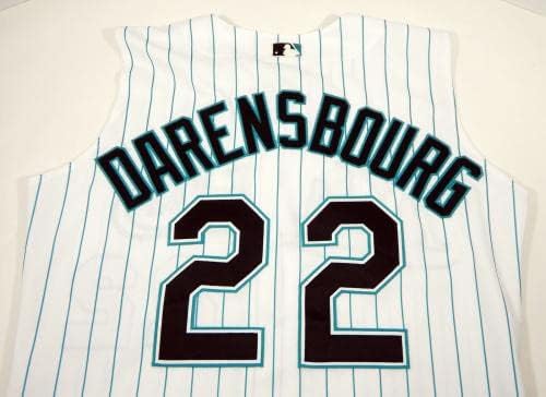 2000-02 Florida Marlins Vic Darensbourg 22 Jogo emitido Jersey White Vest 072 - Jogo usou camisas MLB