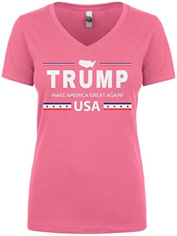 Trump feminino de Cybertela Make America Great Again USA MAGA Juniors T-S-decoes V-Shirt