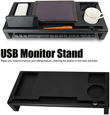 Monitore riser, estude o suporte de mesa de computador USB, suporte de mesa de monitor multiuso, plástico, para melhorar a postura sentada