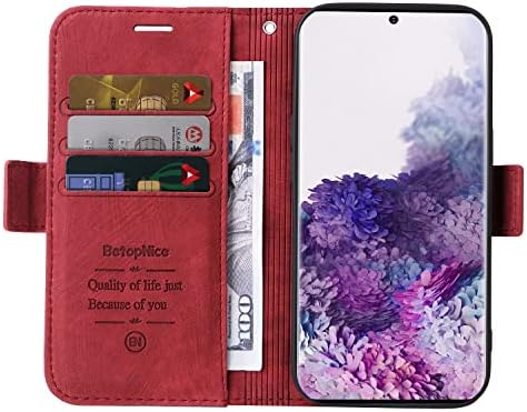 Case de carteira Ybfjce Samsung Galaxy S20, capa de cartões de kickstand de couro PU Folio para Samsung Galaxy S20, caixa de flip de dobro de livros, capa de proteção para Samsung Galaxy S20 5G, vermelho