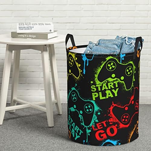 GBUZOZIE Silhuetas coloridas Joystick Round Round Laundry Horse Storage Basket Toys Rous