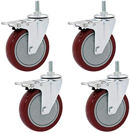 Conjunto superior de 4 rodas giratórias de serviço pesado Redes de reposição de móveis, roda vermelha de
