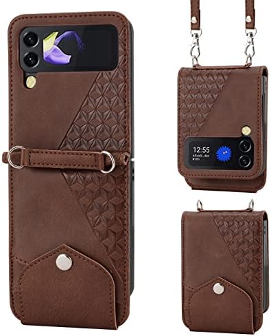 Casos de flip de smartphone compatíveis com capa Samsung Galaxy Z Flip 3 Carteira com suporte de cartão de crédito,