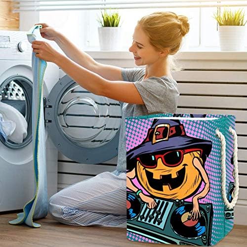Halloween Pumpkin DJ Caractere 300D Oxford PVC Roupas à prova d'água cesto de roupa grande para