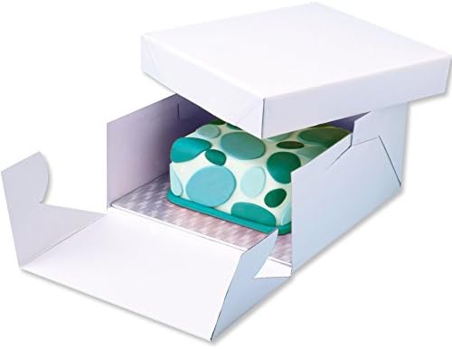 PME Square Bock Card & Cake Box, 8 x 6 polegadas de altura, padrão, branco