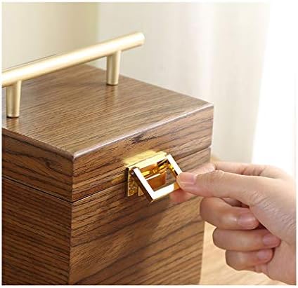 Caixa de jóias de madeira Wionc Organizador de caixa de armazenamento de três camadas de caixas de caixão de caixas