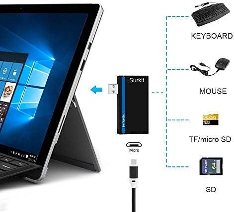 Navitech 2 em 1 laptop/tablet USB 3.0/2.0 Adaptador de hub/micro USB Entrada com SD/micro sd leitor de cartão