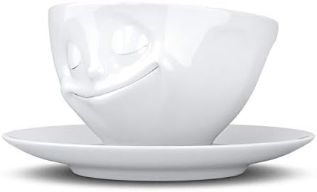 Cinquenta produtos Tassen Tassen Porcelain Coffee com pires, Happy Face Edition, 6,5 oz. Branco