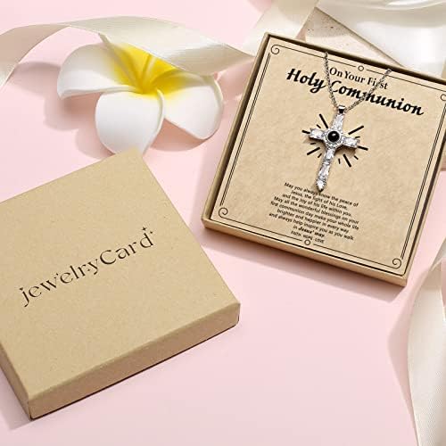 Jóias e card Catholic Christian Gifts for Boys Girls First Communion Confirmation Colar Colar Projeção Colar para