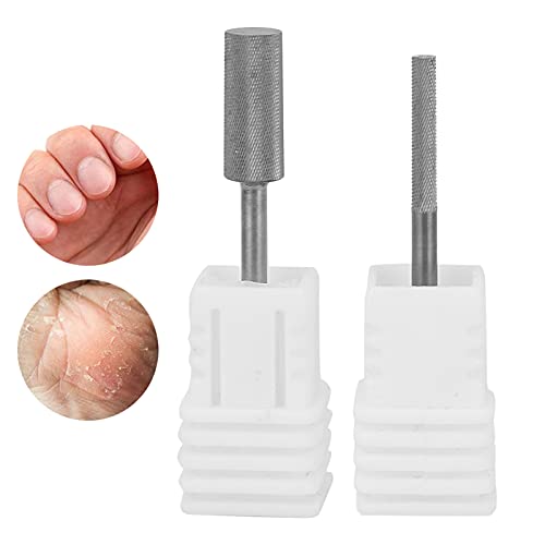 2pcs Tungstênio Bits de perfuração de unhas de aço, pedaços de diamante de removedor de cutículas para unhas, ferramentas de pedicure de manicure para perfuração de unhas elétricas