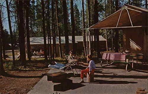 Tent Village, Cartão postal vintage original do Parque Nacional Grand Teton Bay Bay