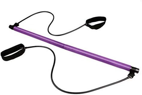 Kit de barra de bastão de pilates com banda de resistência, haste de ioga portátil com loop