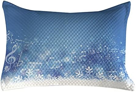 Ambesonne Winter acolchoado na capa de travesseiro, notas de imagens de inverno inspiradas na música e na