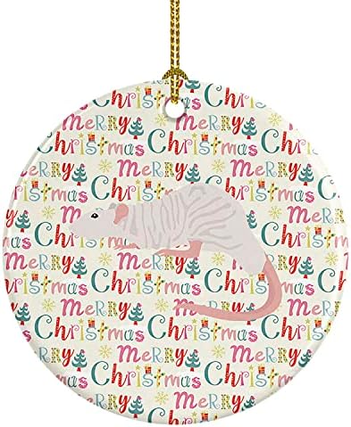 Tesouros de Caroline WDK2876CO1 Dumbo Sphynx Rat Christmas Ceramic Ornament, Decorações de árvores de Natal, ornamento pendurado para Natal, feriado, festa, presente, presente