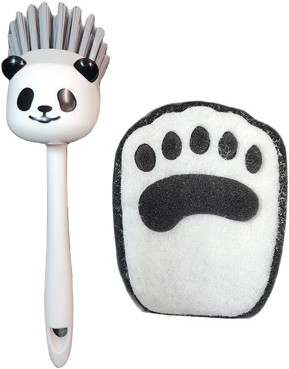 Daiso Panda Brush de cozinha e conjunto de esponja