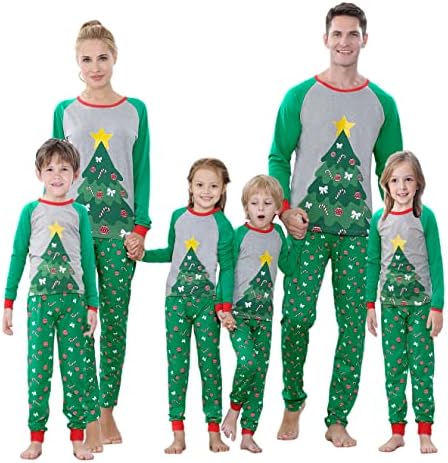 Benaive Combating Family Christmas Pijamas Set Meninos meninas férias de férias para homens homens