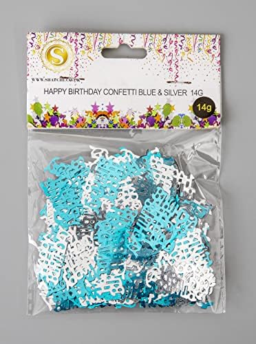 14 grama azul e prata feliz aniversário confete de confete de dispersão brilho as pitadas de decoração de festa