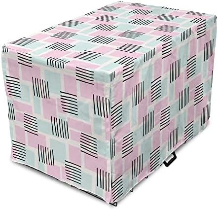 Capa de caixa de caixas de cães geométricos de Ambesonne, listras horizontais e verticais com