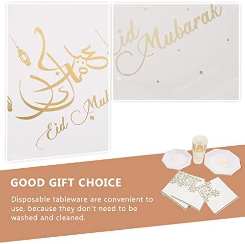 Soimiss White Paper Cups Ramadan Party Supplies Sett Placas de papel Copo guardanapos para aniversário,