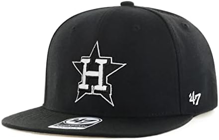 '47 Houston Astros Mens Womens No Shot Capitão Snapback Ajuste Black White Hat