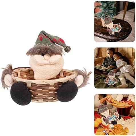 Happyyami cesto de armazenamento de Natal redondo cestas de presente de madeira de vime de madeira