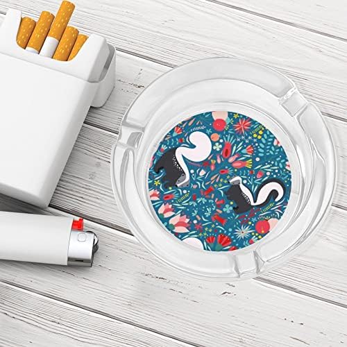 Flores e gambá de cigarro cinzeiro de cinzas de vidro Tabela Decorativa Bandeja de cinzas fumantes modernos para
