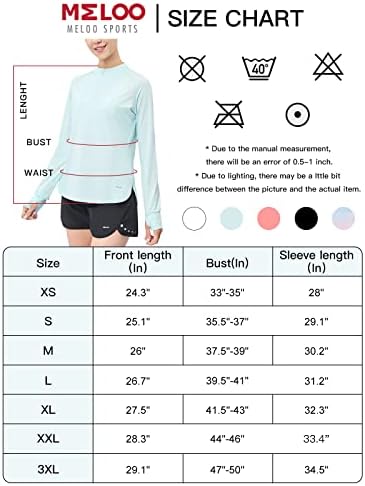 MELOO MULHERM MULHER 50+ Sun Protection Capuz Camisa Full Zip Manga longa Camisa de camisa de resfriamento