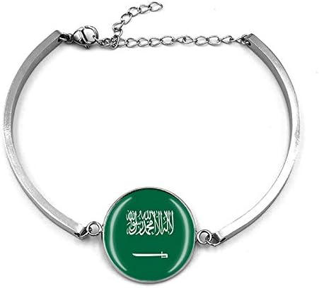 Pulseira de bandeira da Arábia Saudita Sulmand de pulseira de cristal de corrente, pulseira de aço