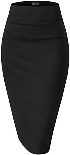 H&C Women Premium Nylon Ponte Office Skiot Skirt High Cintura feita nos EUA abaixo do joelho