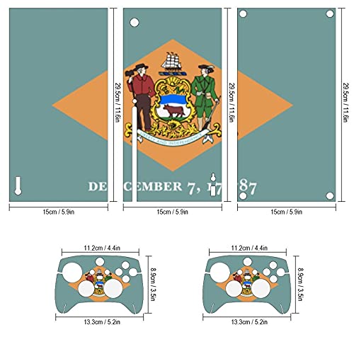 Flag de Delaware Xbox Seriesx Console e Skins Controller Skins Vinil Skin Decalter Sticker Cover embalagem