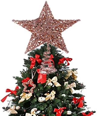 Sewroro Christmas Tree Star Topper Gold Gold Glitled Tree Top para Decoração de Natal em casa