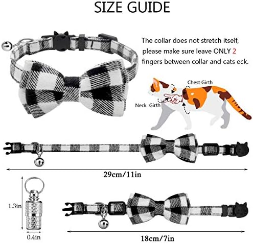 Ameolela 2 Pack Breakaway Cat Collar, colares ajustáveis ​​de segurança de gatos com gravata lances e campai