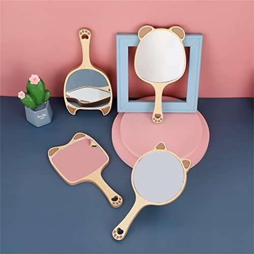 Espelho da mão jjry, espelho de maquiagem portátil de maquiagem de madeira, com espelho de maquiagem de alça,