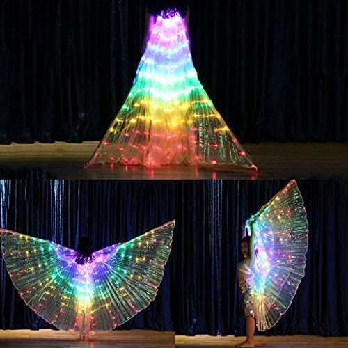 CEGDUYI Mulheres lideradas asas da dança da barriga asas coloridas de borboleta com fantasias telescópicas de dança