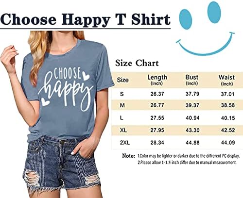 Camisetas gráficas para mulheres escolhem camisetas de impressão de letra feliz e engraçada amor coração mulheres