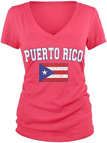 Bandeira de Porto Rico de Amdesco Junior, camiseta de decote em V Boricua Flag Boricua
