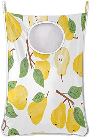 Folhas de pêra de frutas pendura de lavanderia saco de cesto, sobre a porta de lavanderia bolsa