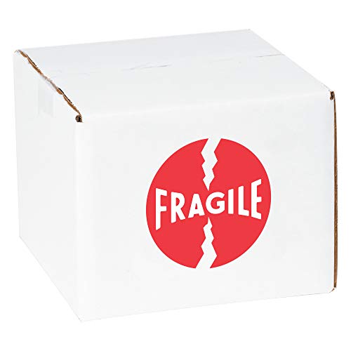 Lógica de fita Aviditi 4 x 4, Fragtile Red/White Aviso Adesivo, para envio, manuseio, embalagem e movimento