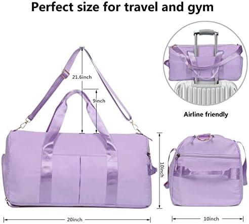 Mabrouc Duffle Bag for Women, Sports Duffel Bag para academia com bolso molhado e compartimento de sapatos,