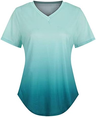 Blusa casual de verão de verão feminina Tops de impressão gradiente de gradiente se encaixam em camisetas