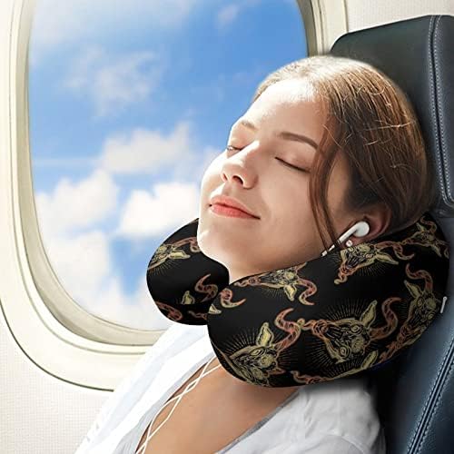 Símbolo de cabra satânico Símbolo de viagem Pressionamento de travesseiro de memória U Pillow de avião para
