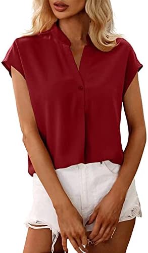 Camisa de futebol Mulheres mulheres Novo pescoço Chiffon Blusa de cor lisa plissou plissado de